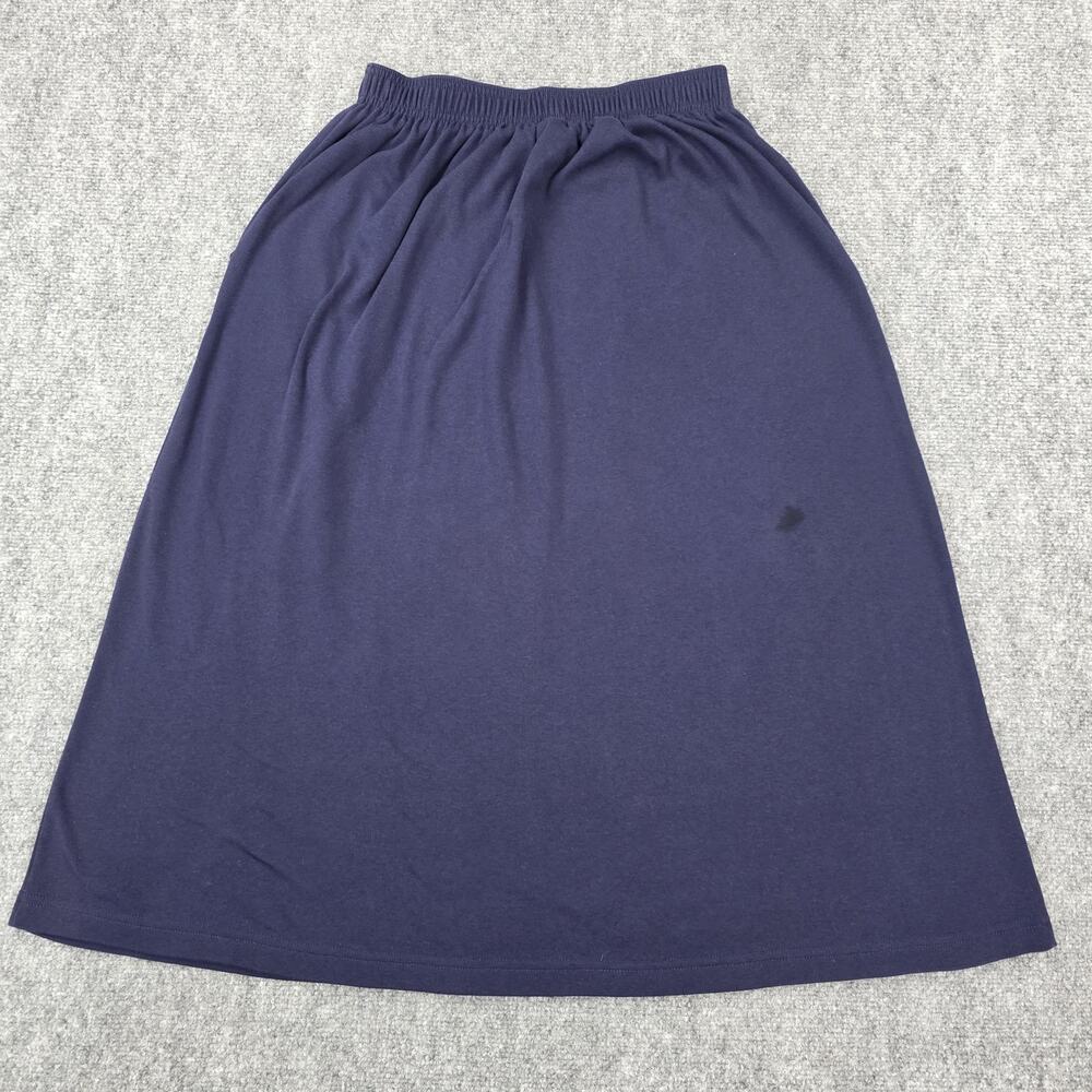 Vintage Lands End Skirt Womens Medium Blue Cotton A-Line Pockets Made in USA - Picture 3 of 12